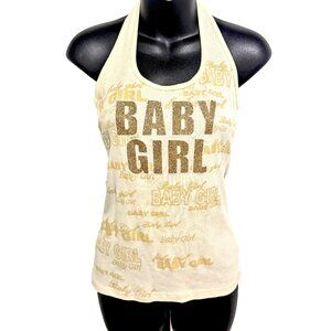 Vintage Y2K Baby Girl Yellow Sequin Halter Helium Brand Size Small